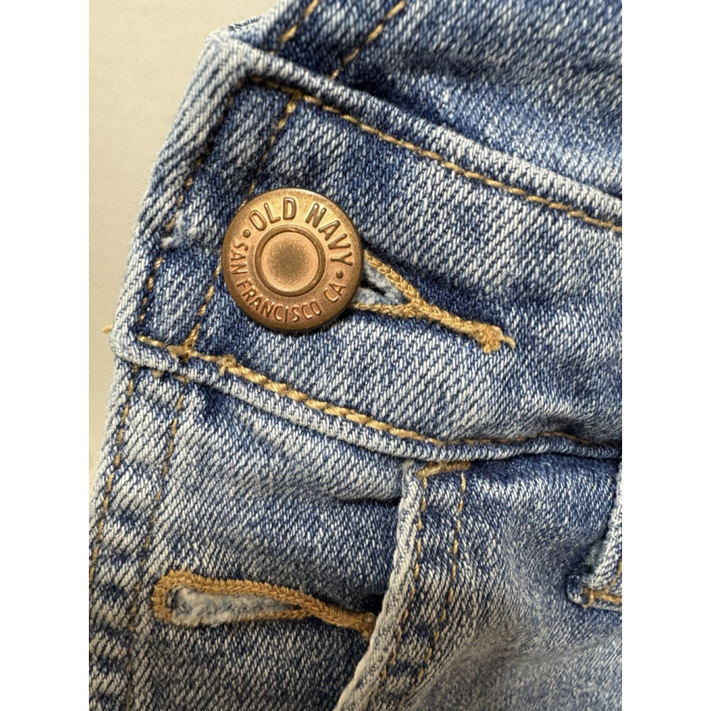 Old Navy Women’s Denim Overalls Shorts Medium Stretch Blue Jean Bib Cuffed - Picture 3 of 10
